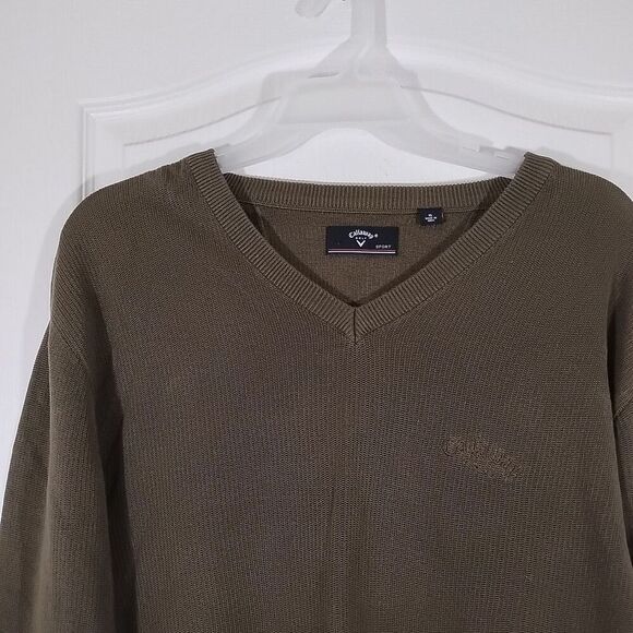 Callaway Golf Sport Mens XL Green Top Sweater V Neck Pullover Long-sleeved Knit - Picture 3 of 6